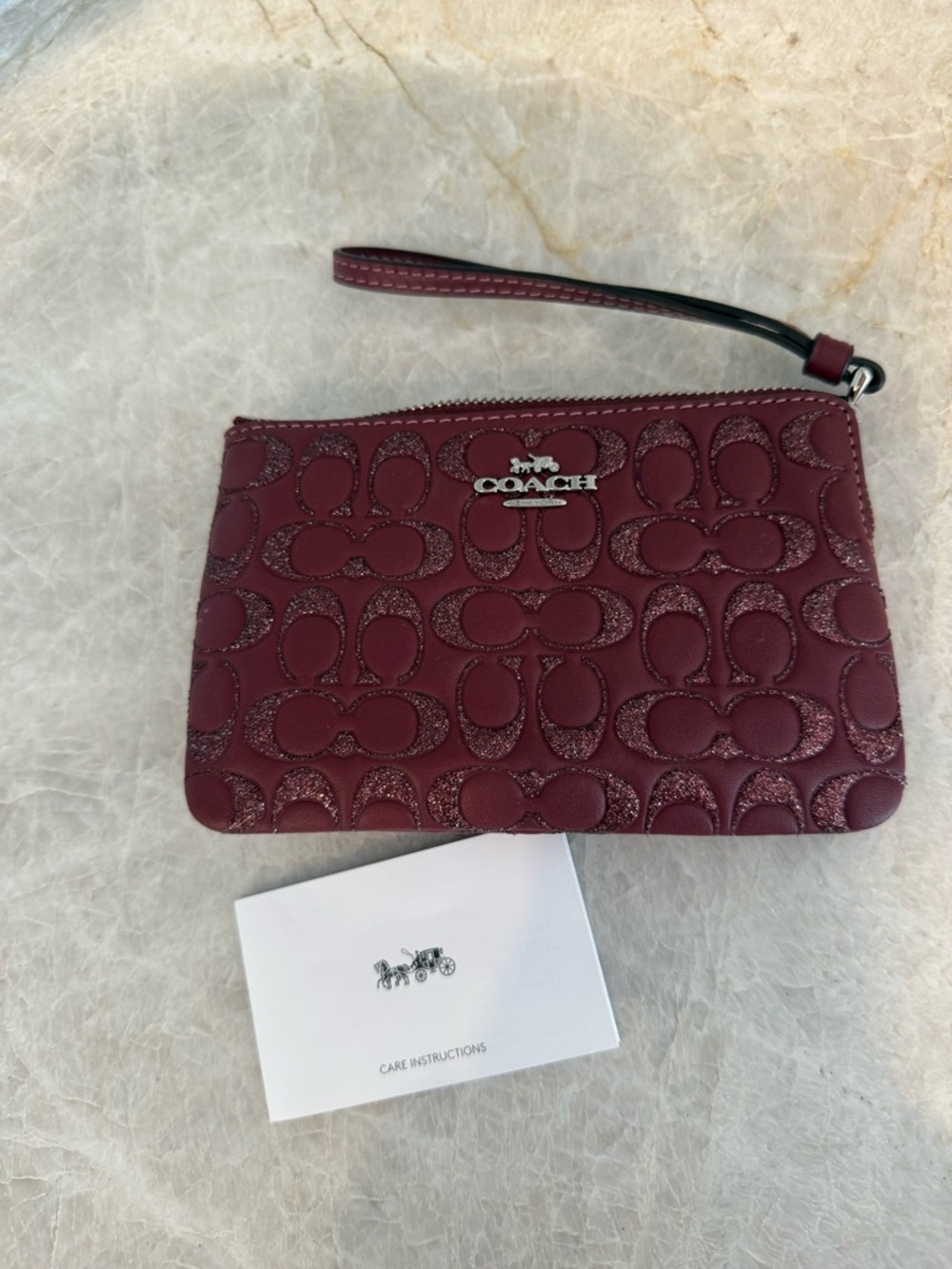 Coach Signature Wristlet in Wine Red